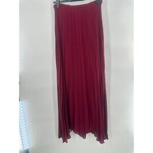 Cusp by Neiman Marcus Burgundy Pleated Maxi Skirt Cabernet Maroon Size Medium